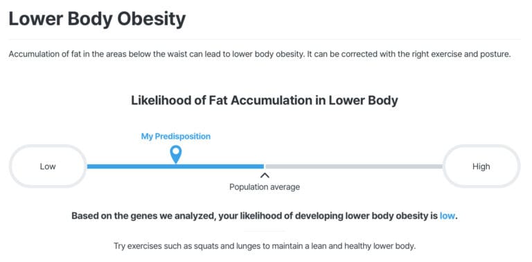 Lower Body Obesity DNA Test Report Example