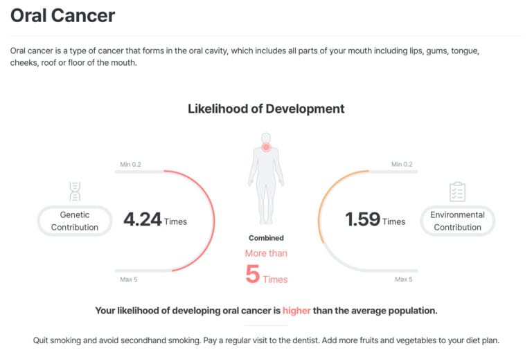 Oral Cancer DNA Test Report Example
