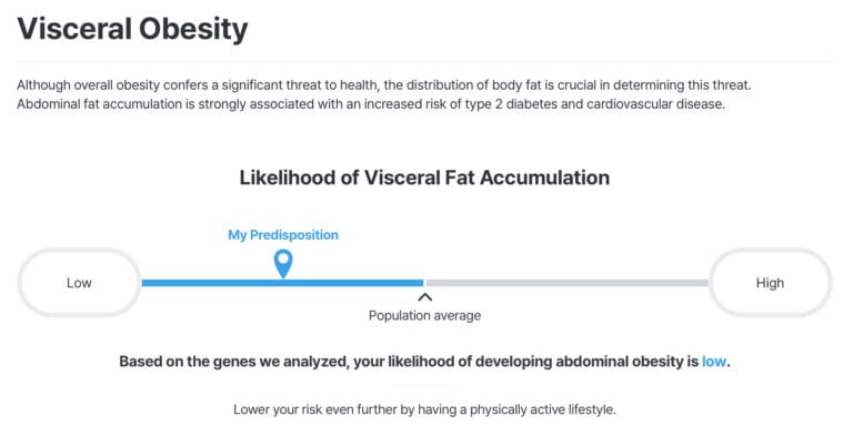 Visceral Obesity DNA Test Report Example