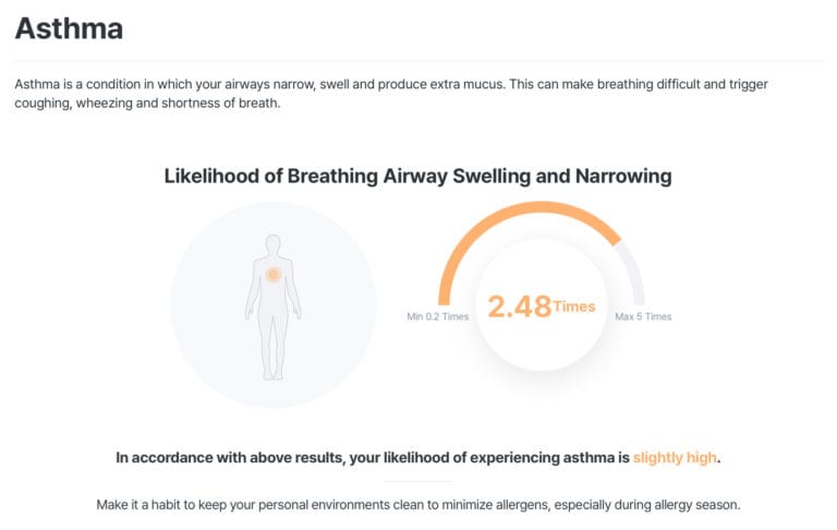 Asthma DNA Test Report Example