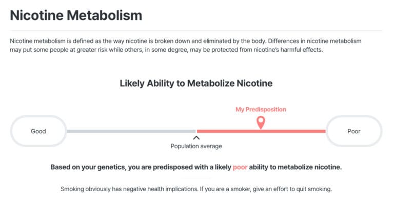 Nicotine Metabolism DNA Test Report Example