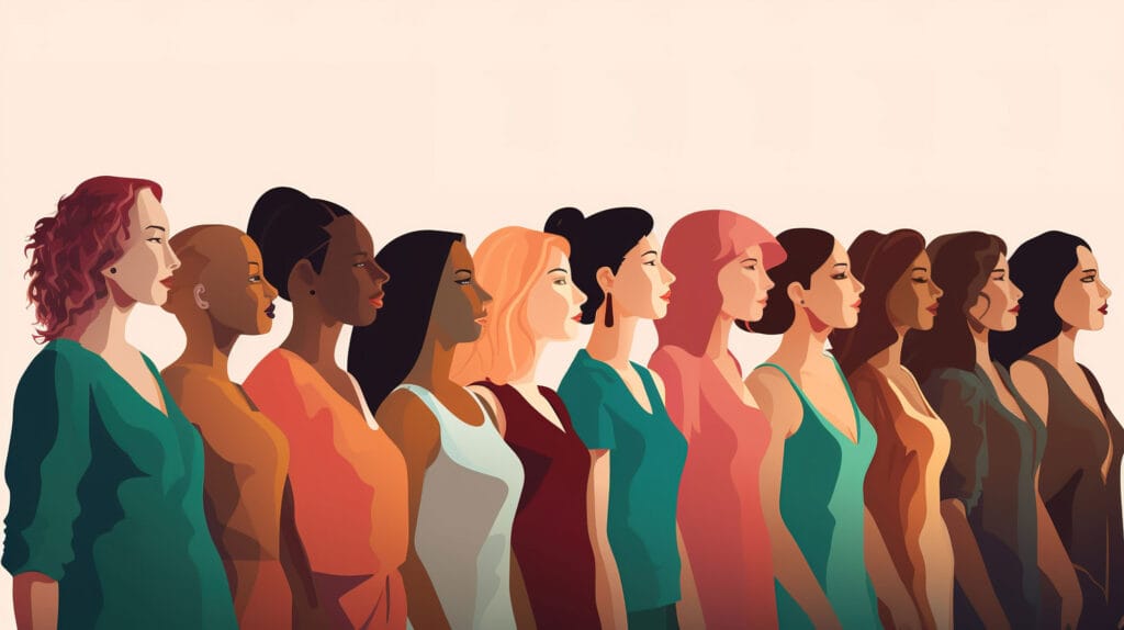 Illustration of diverse women representing reproductive and hormonal health