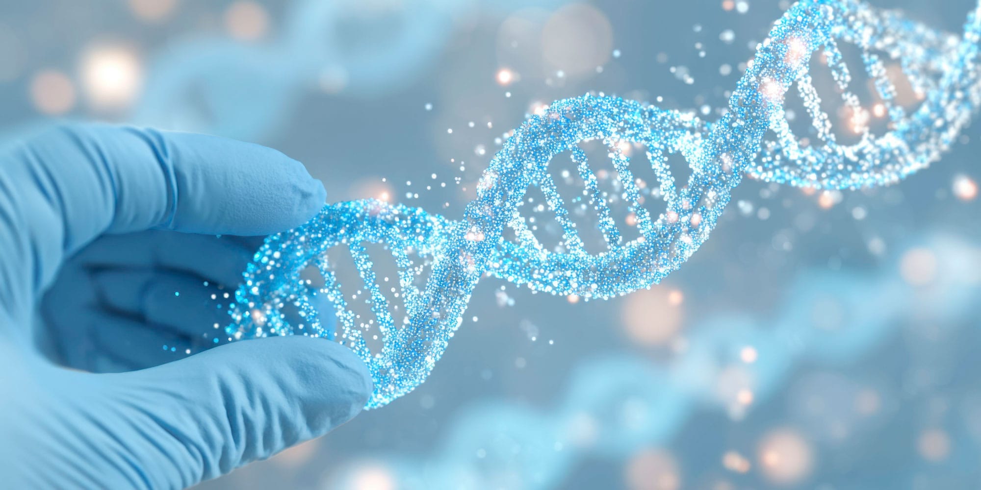 DNA Testing Fingers Holding DNA Strand